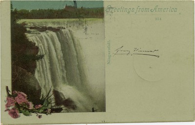 Greetings from America— Niagara Falls (green stock)